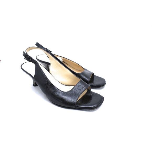 Salvatore Ferragamo Black Patent Leather Open Toe Sling Back Shoe Pump 6 B EUC - Picture 3 of 6